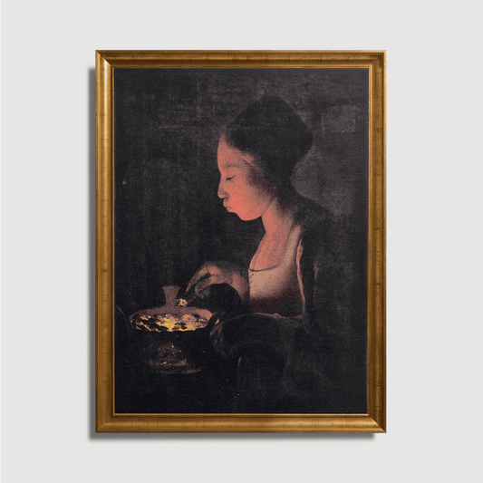 Georges de La Tour - Une jeune fille soufflant sur un brasero