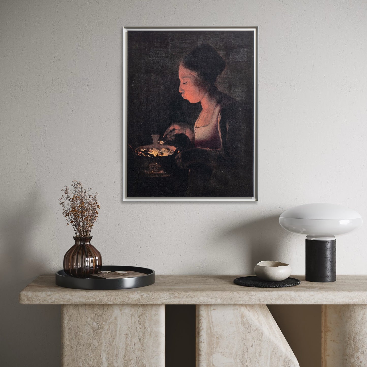 Georges de La Tour - Ein Mädchen, das in eine Kohlenschale bläst