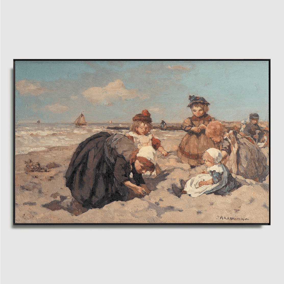 Johannes Evert Hendrik Akkeringa - Children Playing on Scheveningen Beach