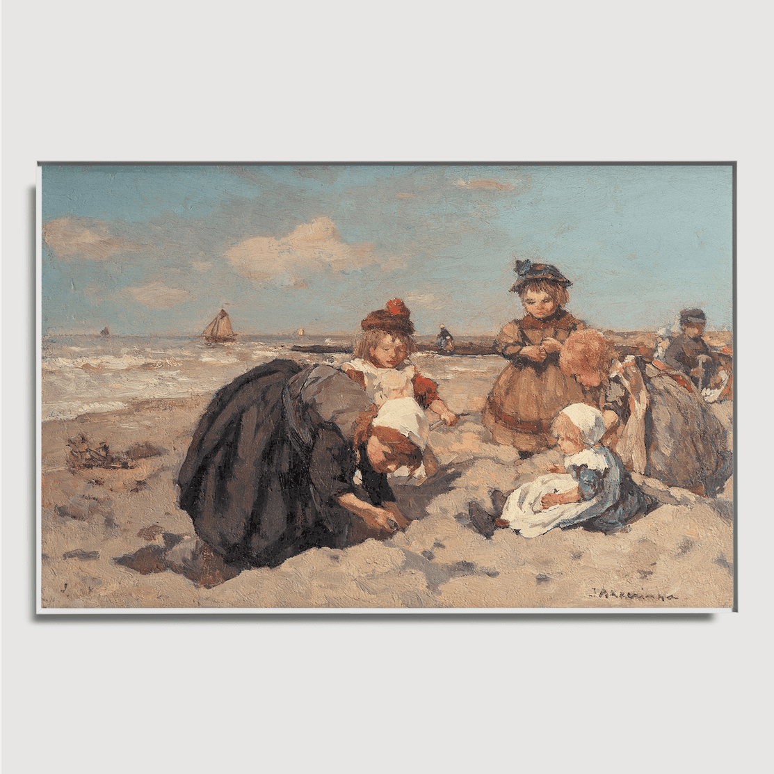 Johannes Evert Hendrik Akkeringa - Children Playing on Scheveningen Beach