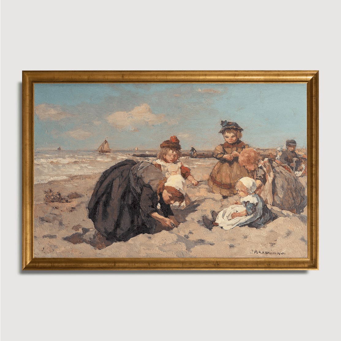 Johannes Evert Hendrik Akkeringa - Children Playing on Scheveningen Beach