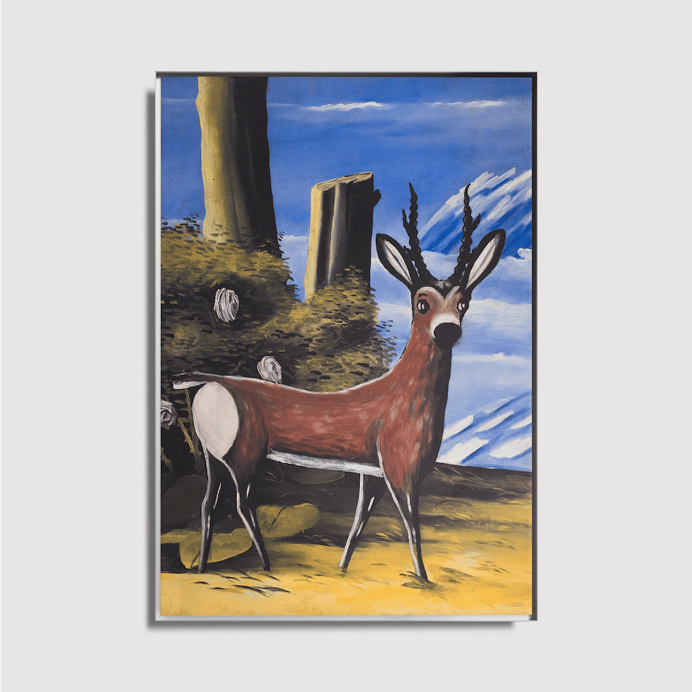 Niko Pirosmani - Roe Deer in a Landscape